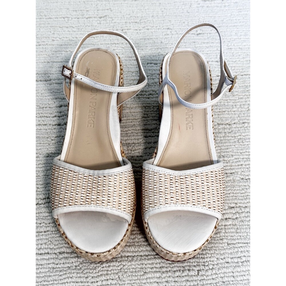 MARION PARKE Haven Platform Sandal Women's 40 Cream Coconut Girl Designer Vacay - Picture 4 of 13